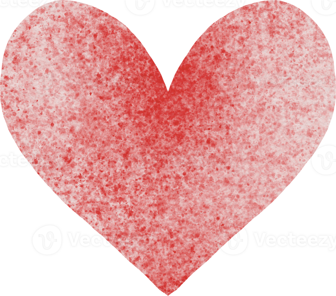 Red heart decorative watercolor png