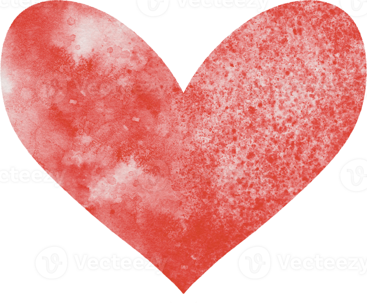 Red heart decorative watercolor png