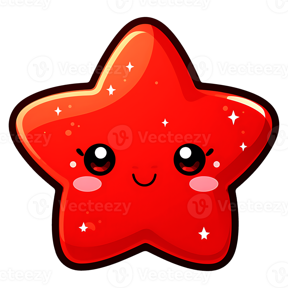 AI generated cute kawaii star clipart kids illustration for sticker design png