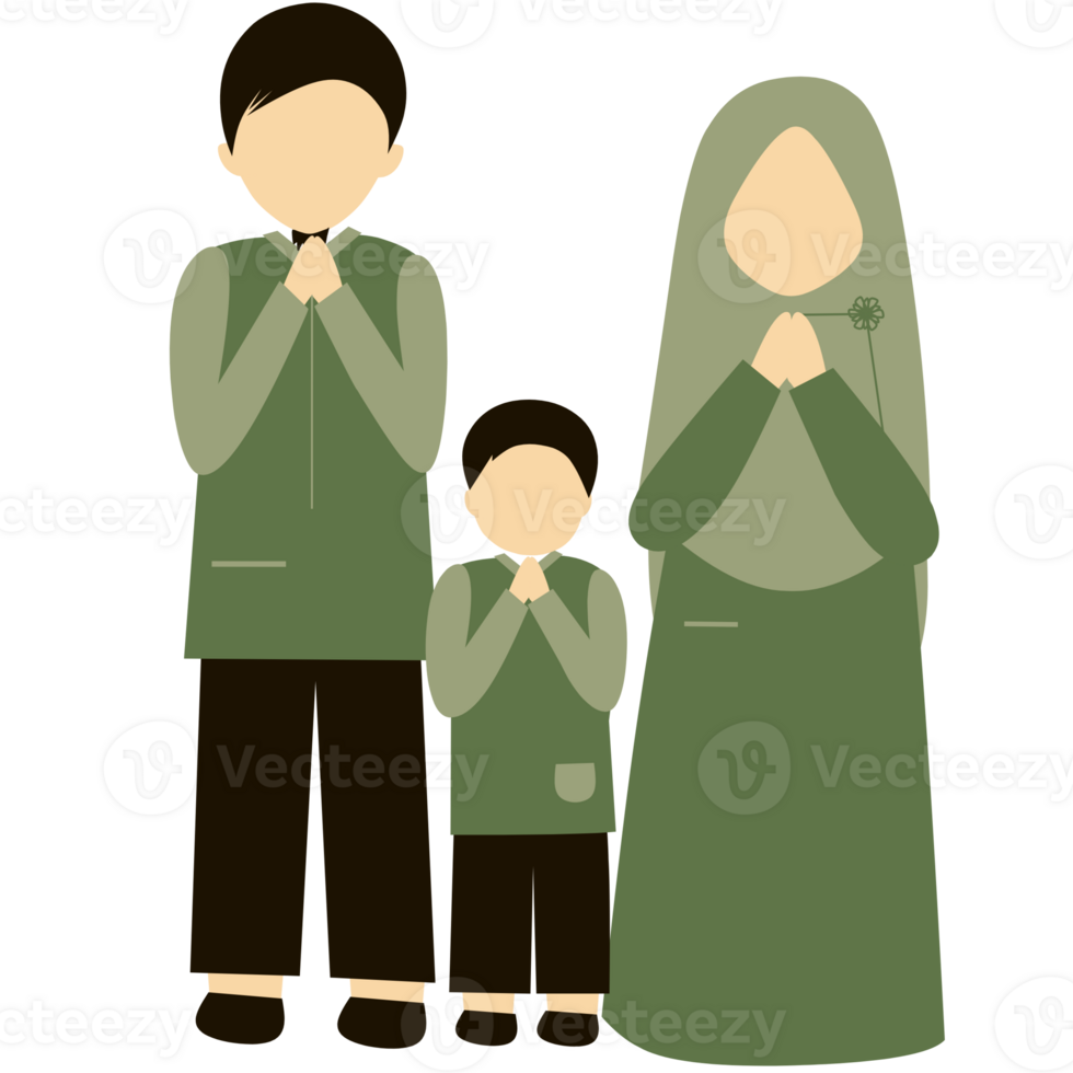 Faceless Muslim Family Greeting png