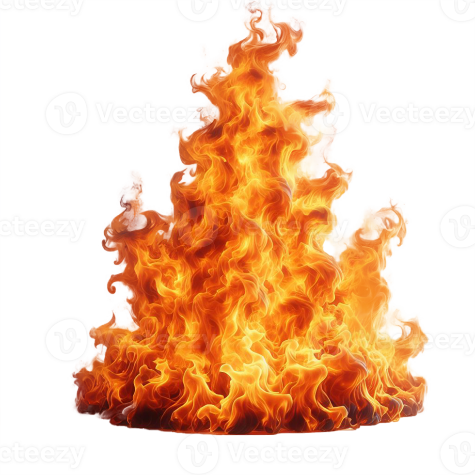 AI generated Flames of burning fire with Bright orange blazing tongues on transparent background. png