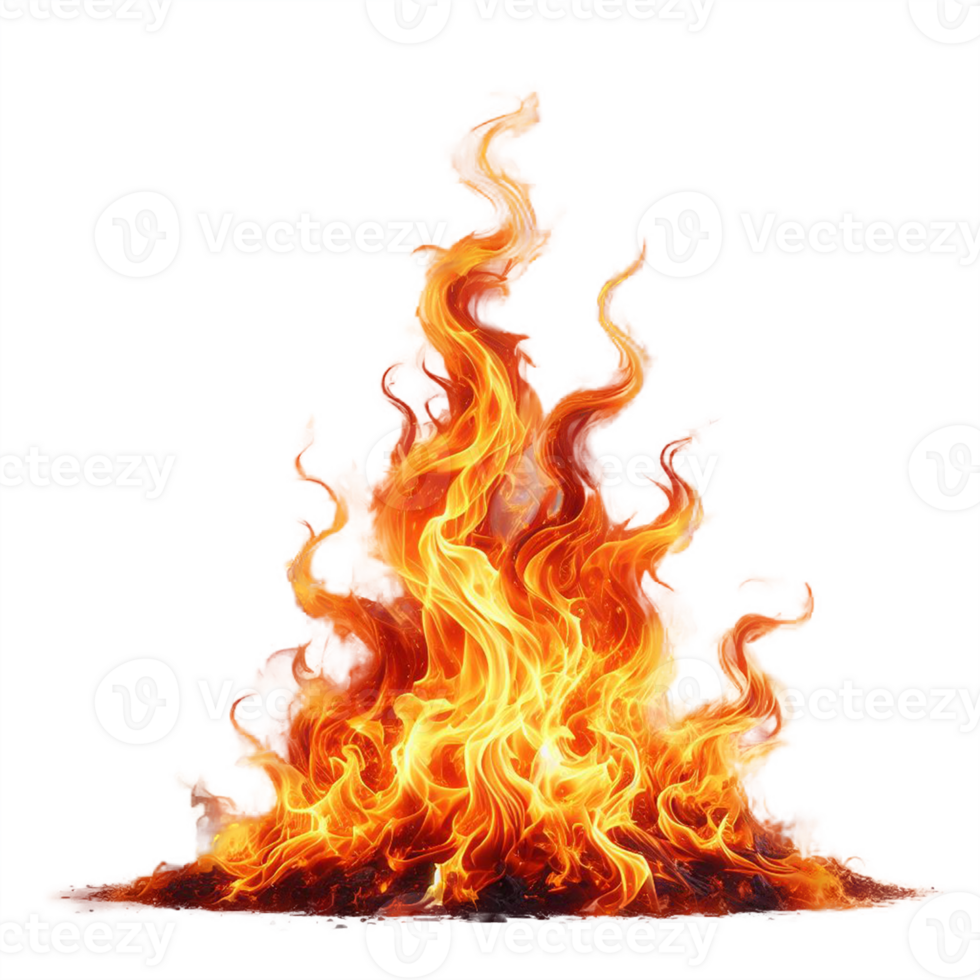 AI generated Flames of burning fire with Bright orange blazing tongues on transparent background. png