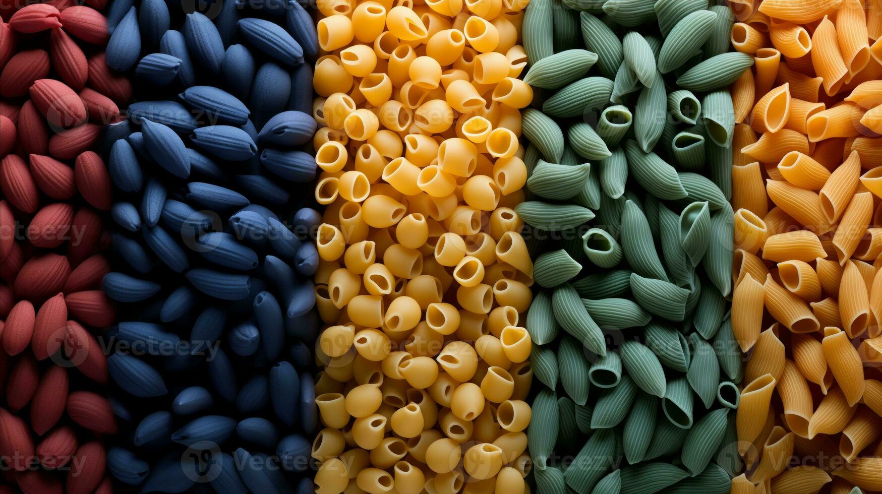 AI generated Colorful assorted pasta photo