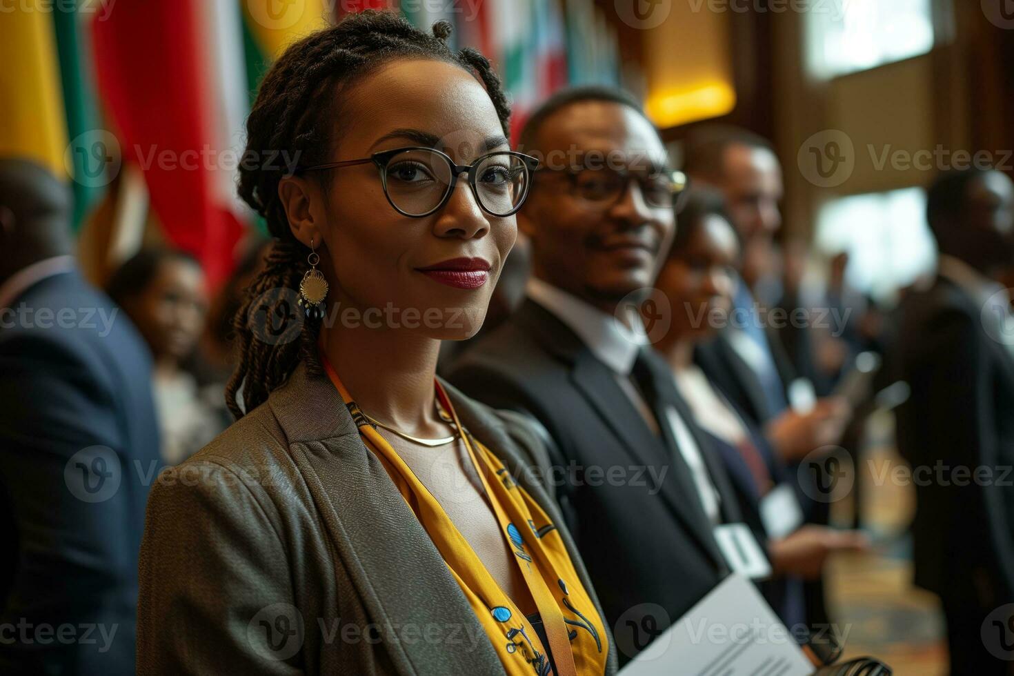 AI generated A group of business people at a conference photo