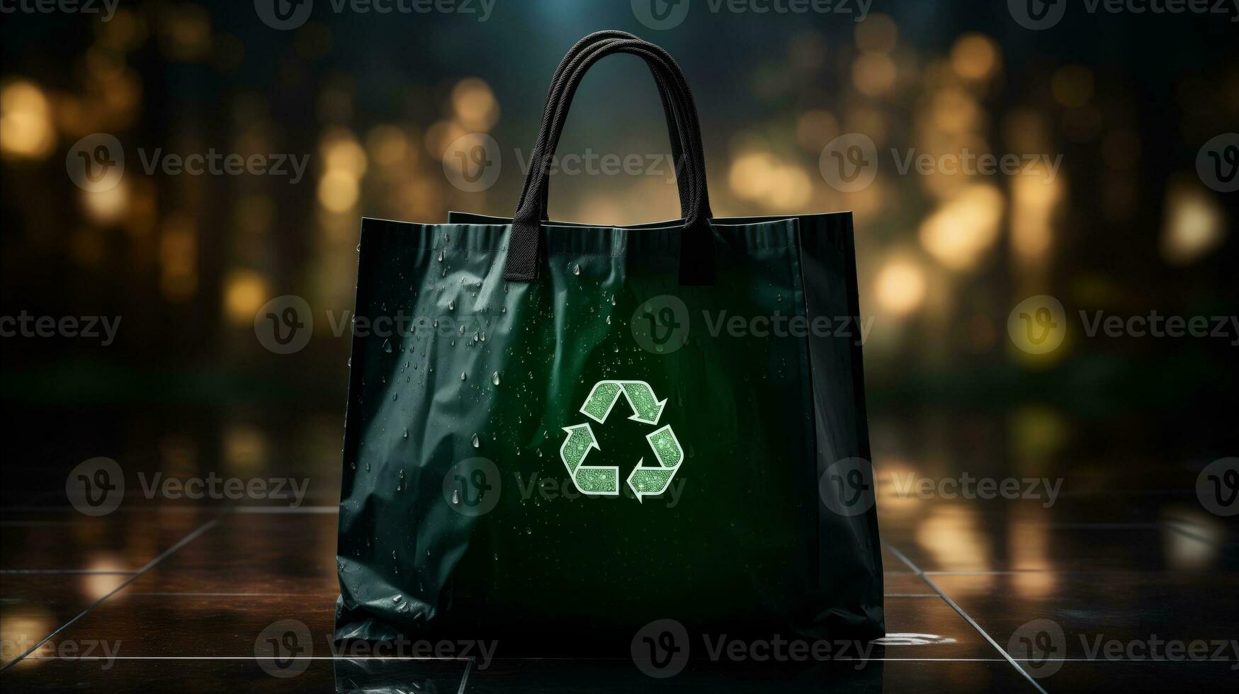 AI generated a green colored shopping bag with a recycle symbol photo