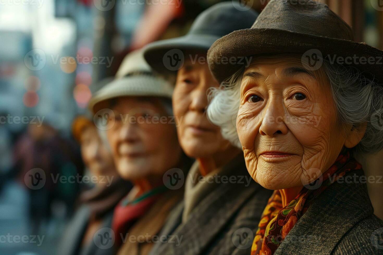 AI generated Group of elderly asian people photo