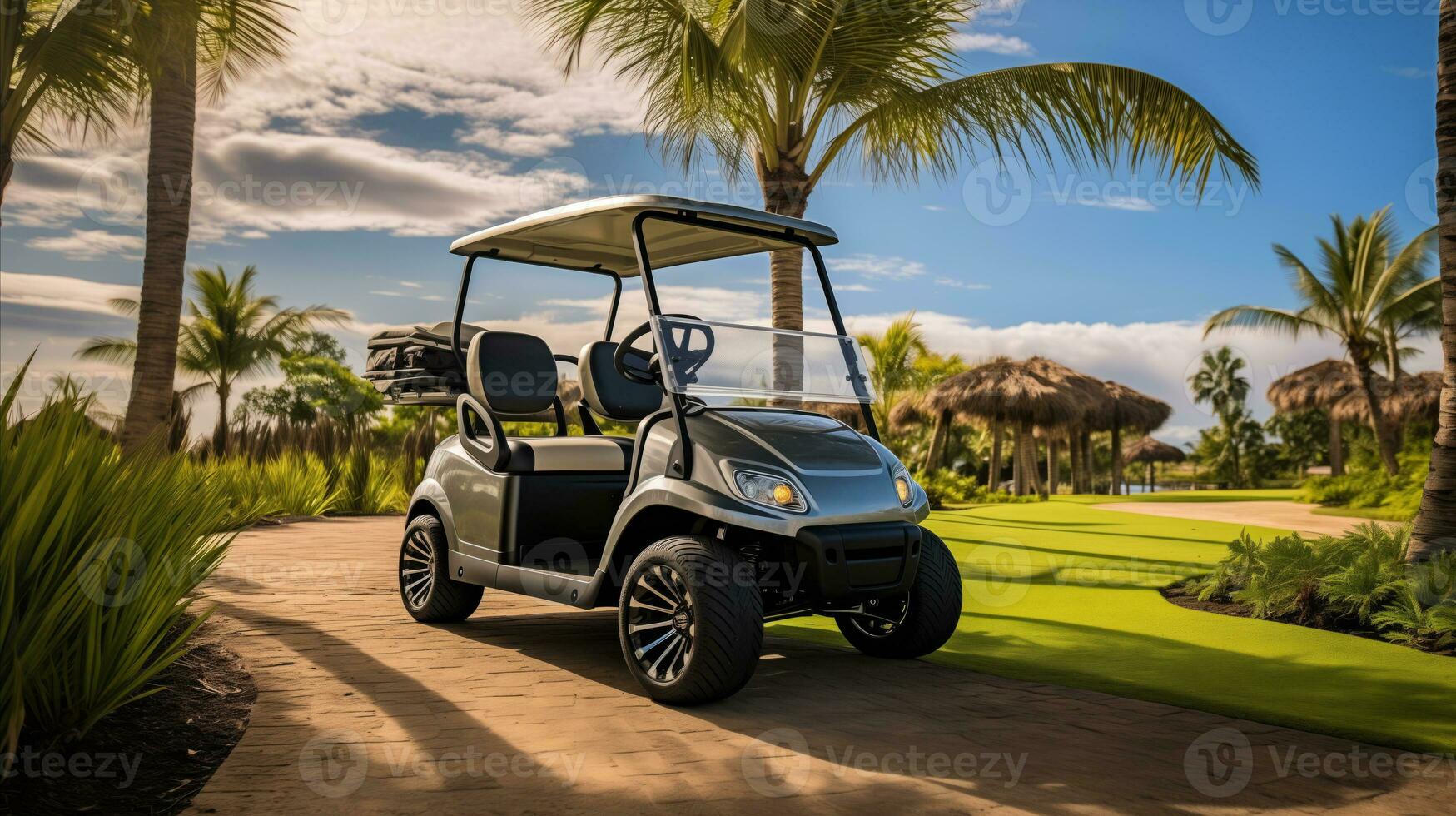 AI generated A parked golf cart photo