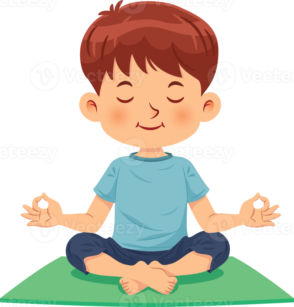 Cute boy sitting crosslegged and meditating in yoga pose 36182950 PNG