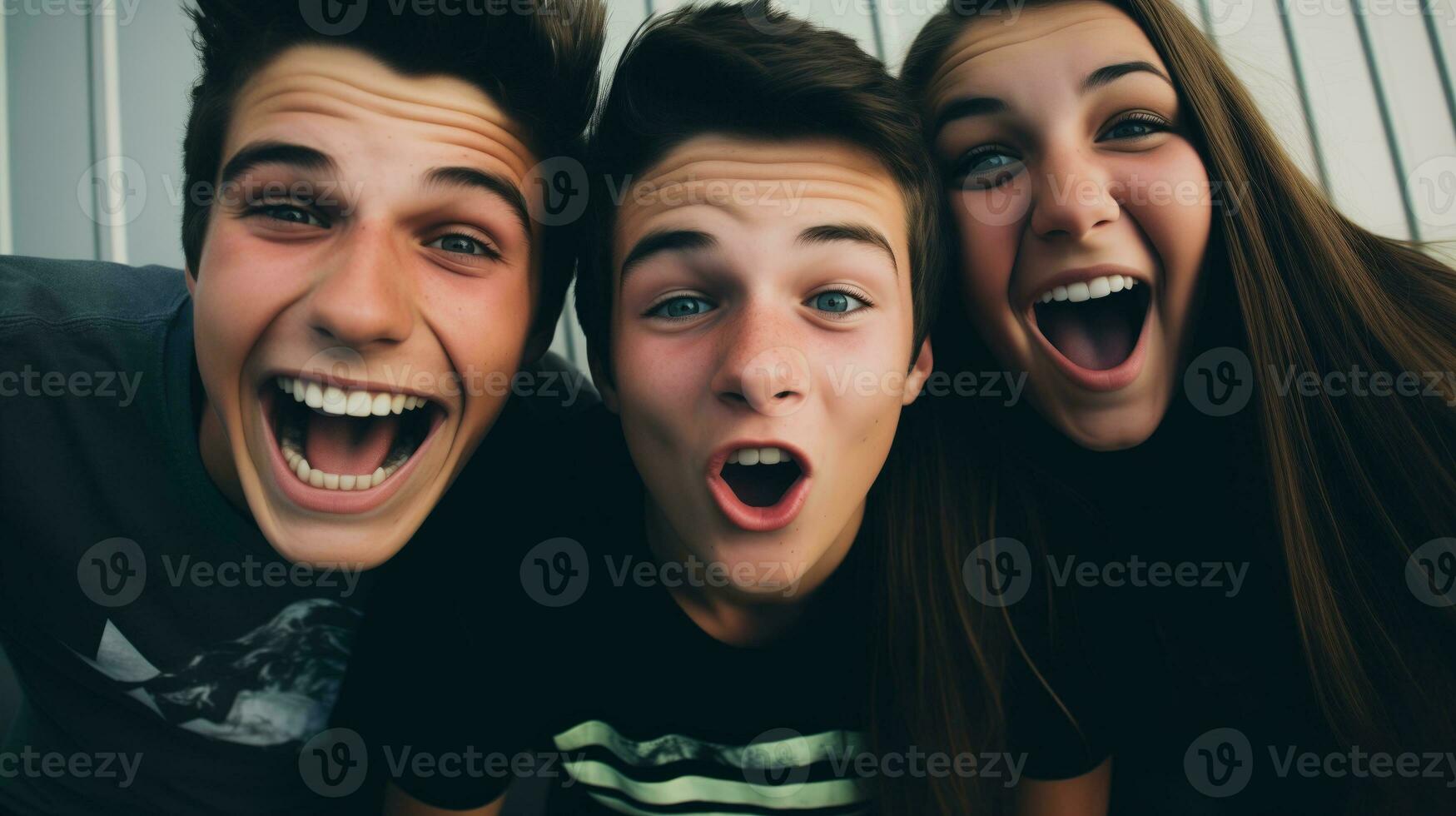AI generated Group of happy friends. Generative AI photo