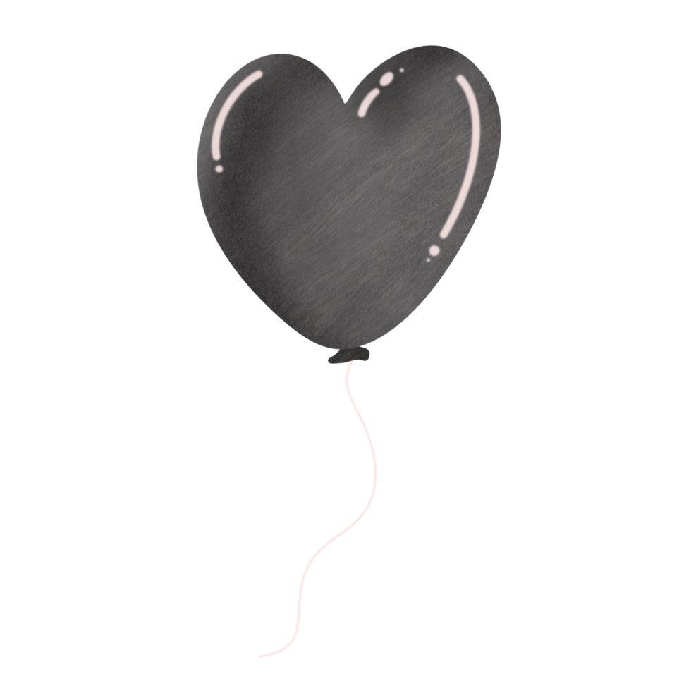 Hand Drawn 3D Heart Balloon png