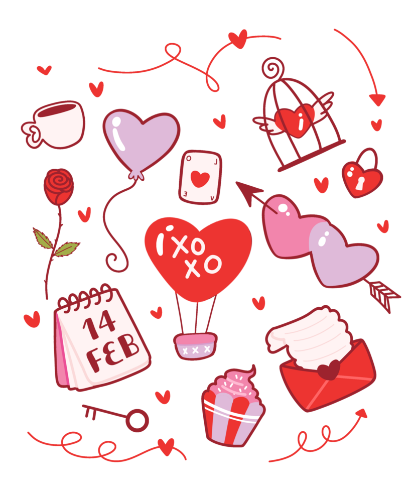 Valentine's Day set with elements png