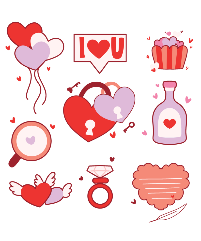 Valentine's Day set with elements png
