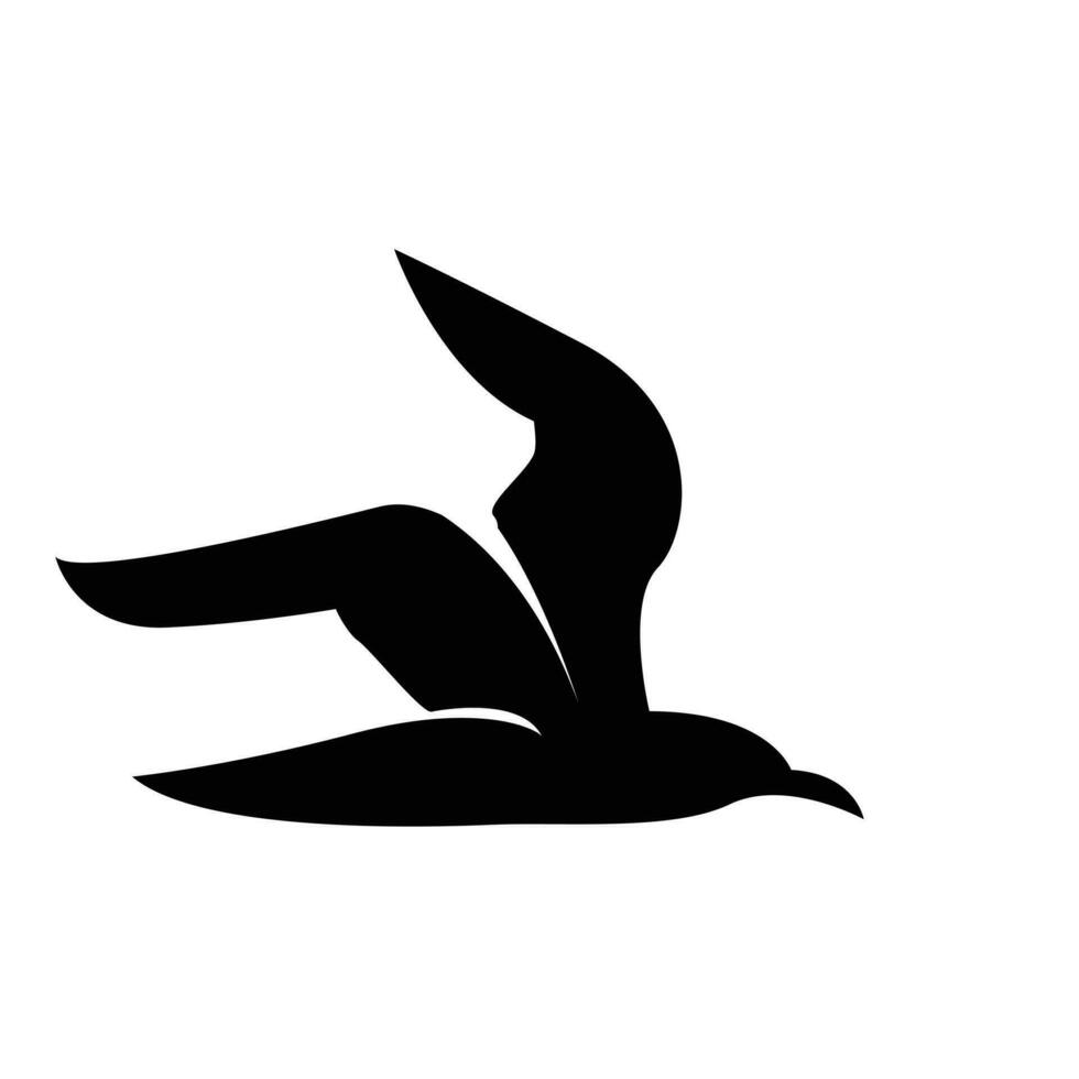 Seagull silhouette black white logo icon design vector