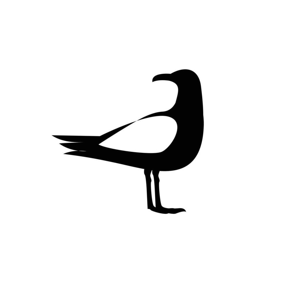 Seagull silhouette black white logo icon design vector