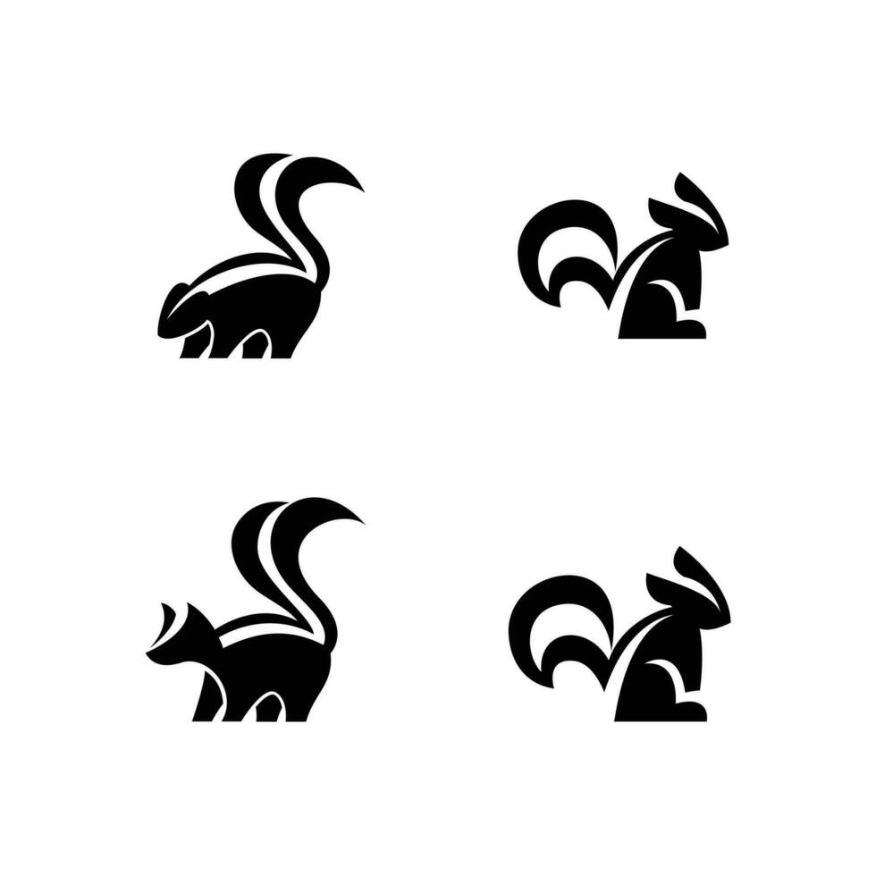 Skunk black white silhouette logo icon design illustration vector