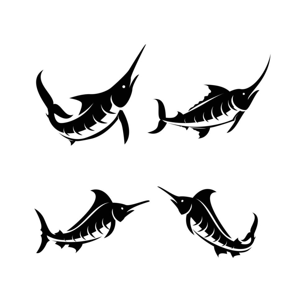 Marlin fish silhouette logo icon design vector