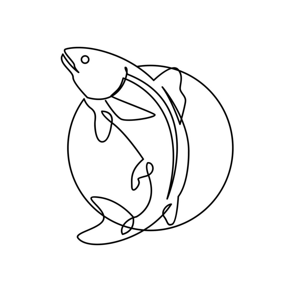 Salmon Fish single continuous illustration vector