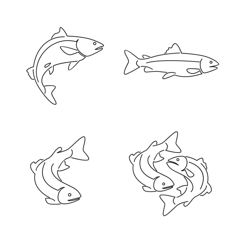 Salmon Fish outline illustration vector