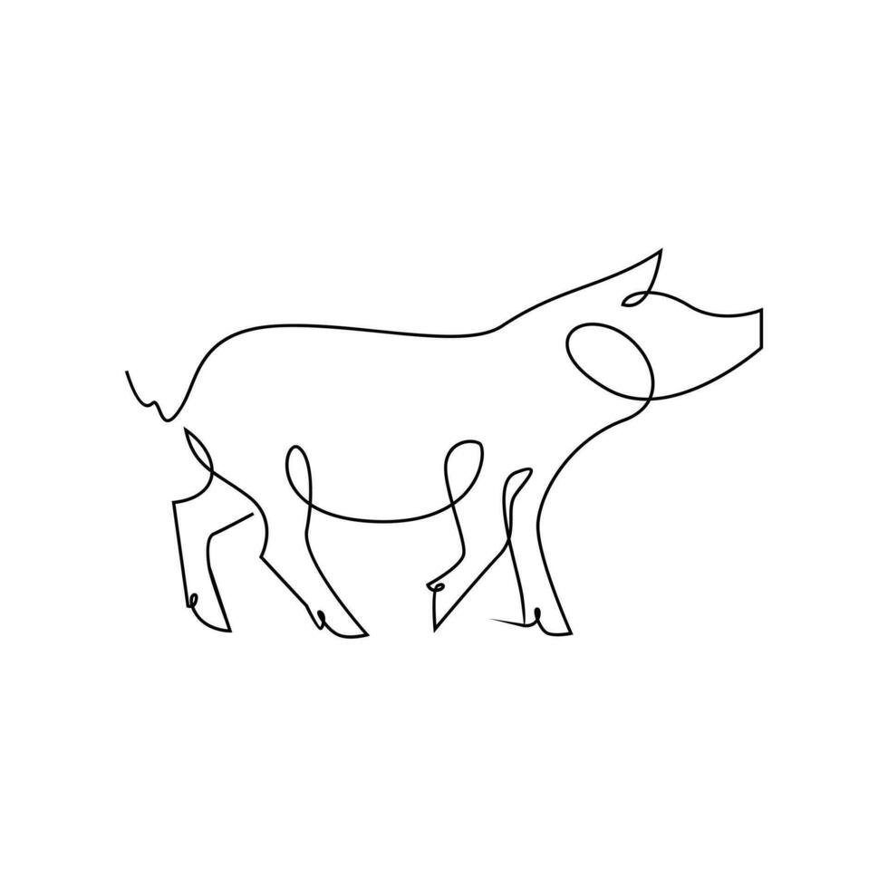 Pig single line illustration drawing vector