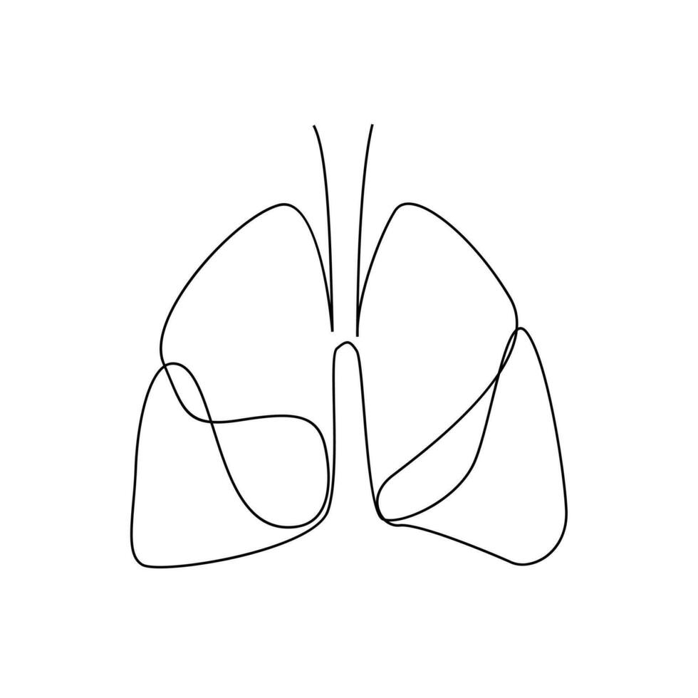 lung single line illustration drawing vector