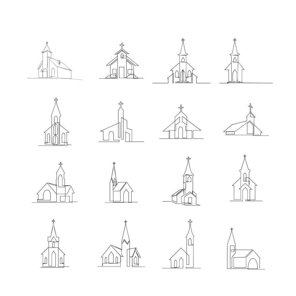 Church Single continuous line illustration vector