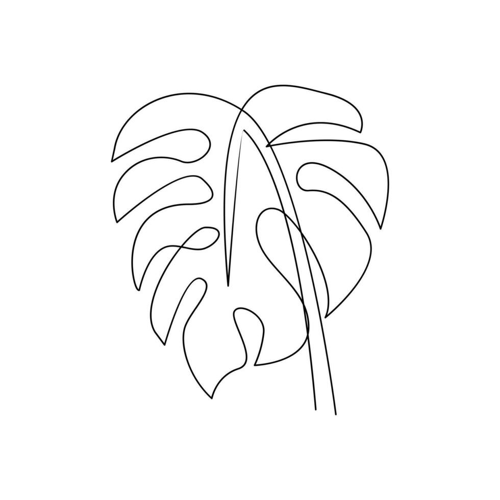 Monstera continuous Line illustration vector