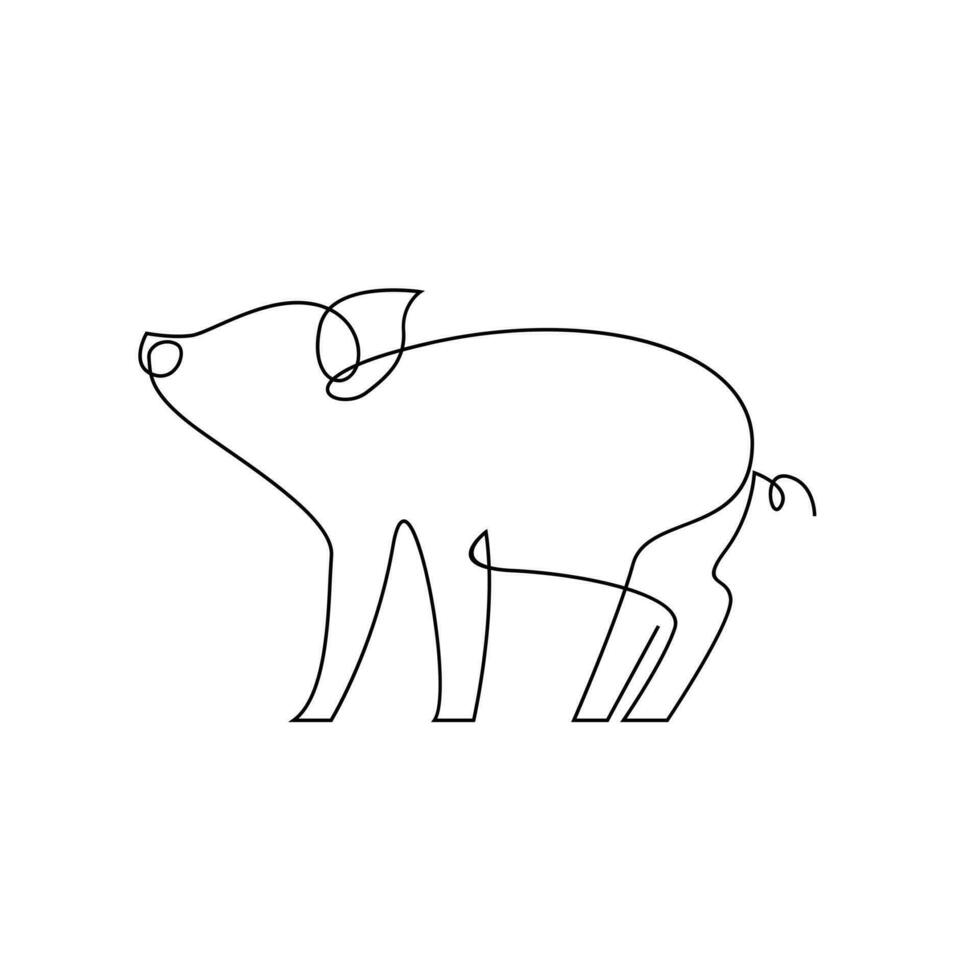 Pig single line illustration drawing vector