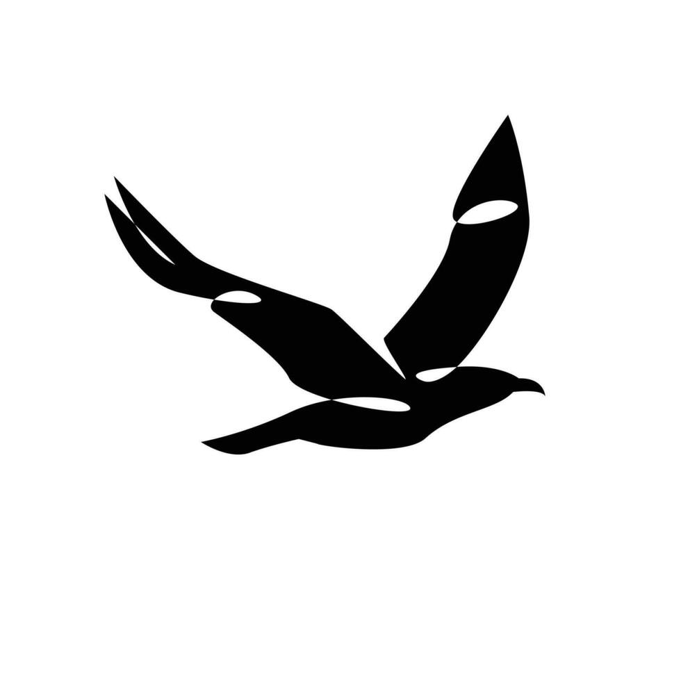 Seagull silhouette black white logo icon design vector