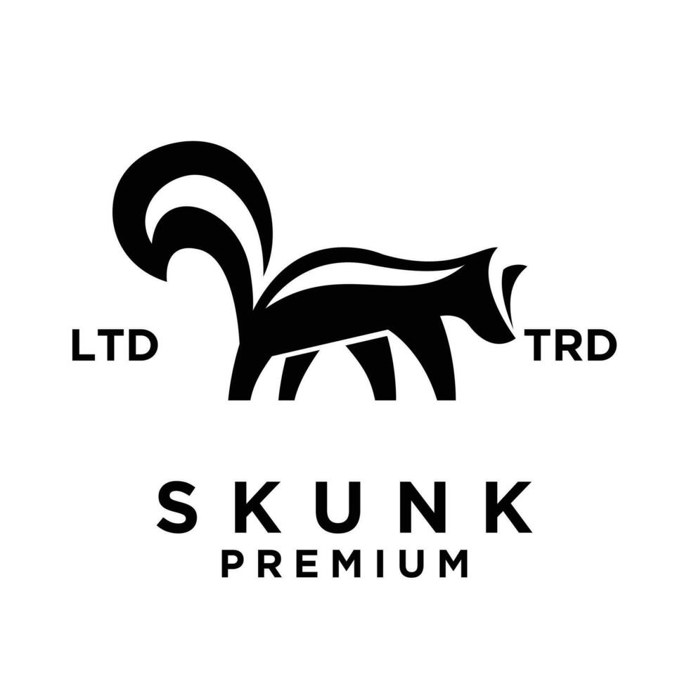 Skunk black white silhouette logo icon design illustration vector