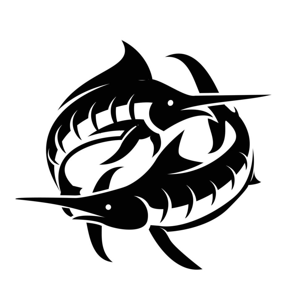 aguja pescado silueta logo icono diseño vector