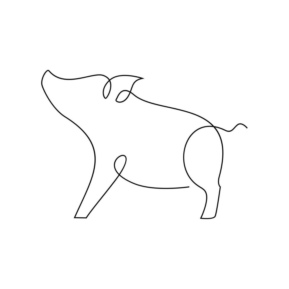 Pig single line illustration drawing vector
