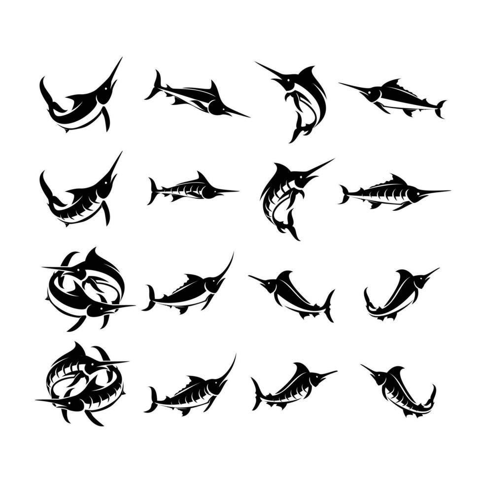 Marlin fish silhouette logo icon design vector