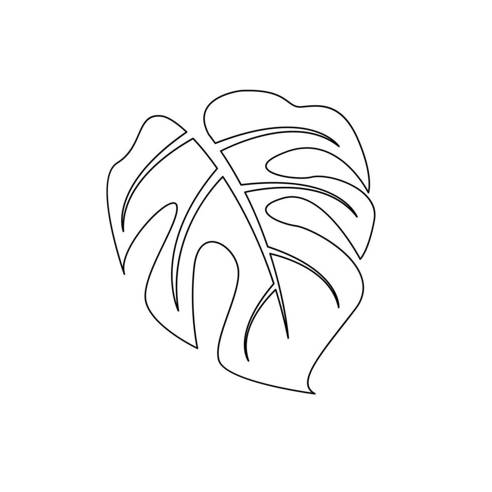 monstera continuo línea ilustración vector