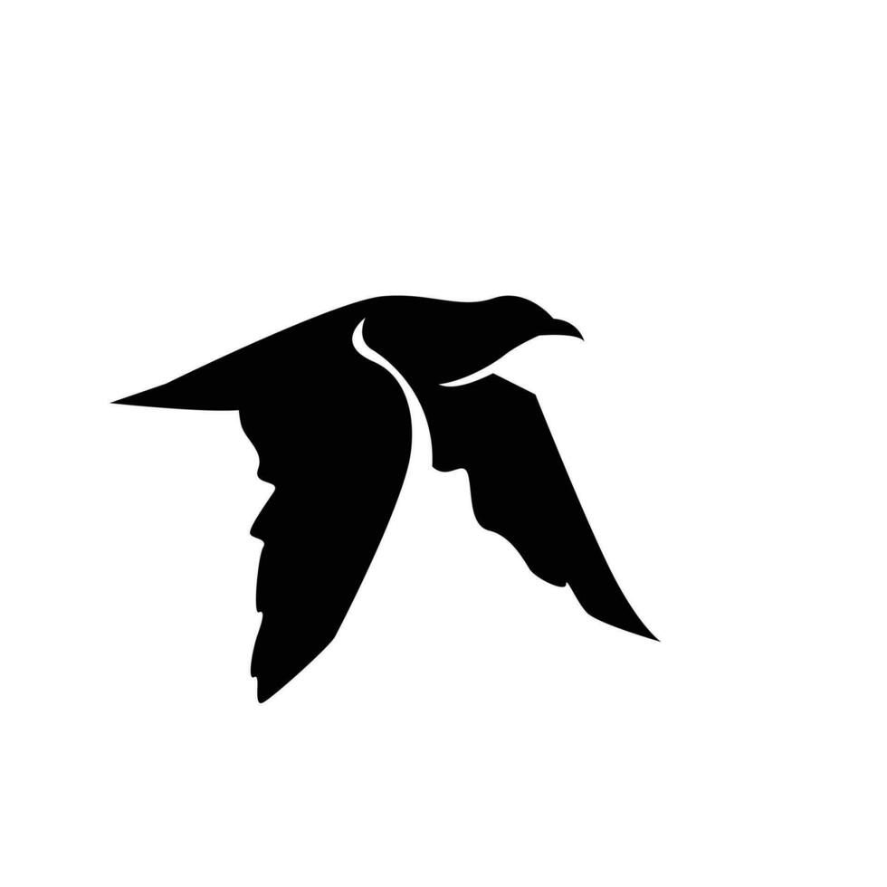 Seagull silhouette black white logo icon design vector