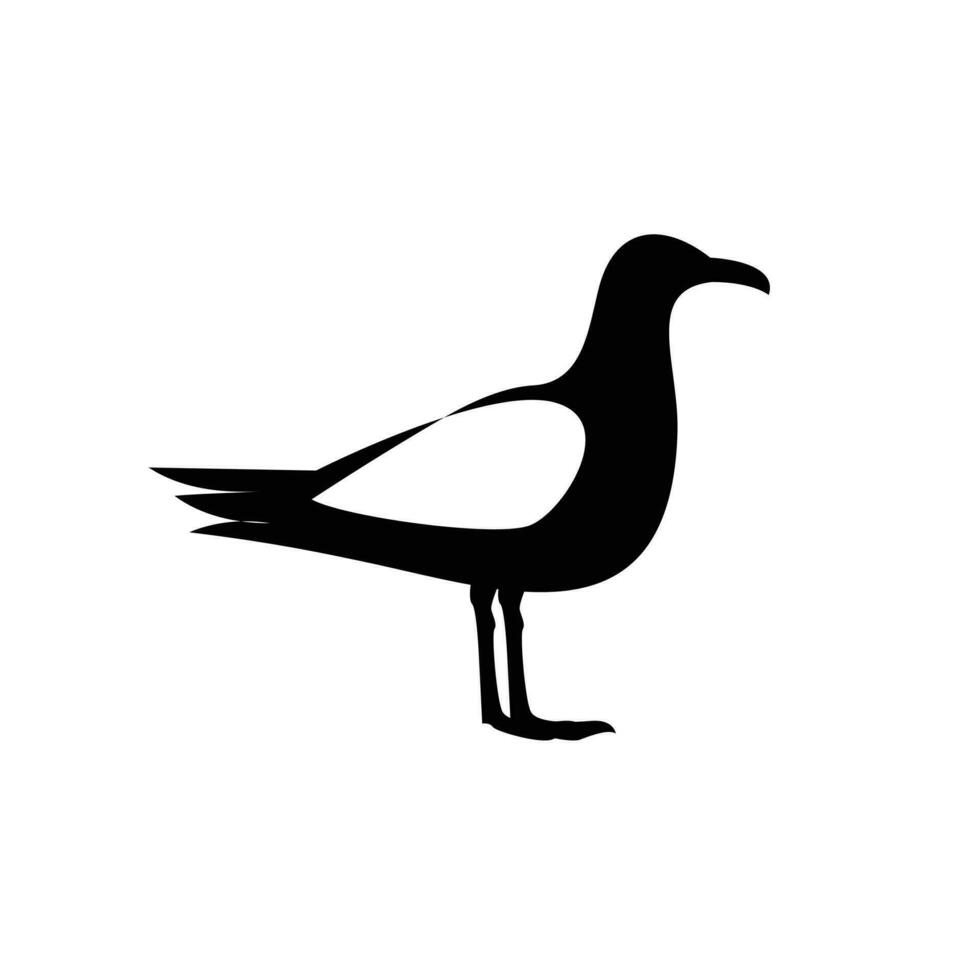 Seagull silhouette black white logo icon design vector