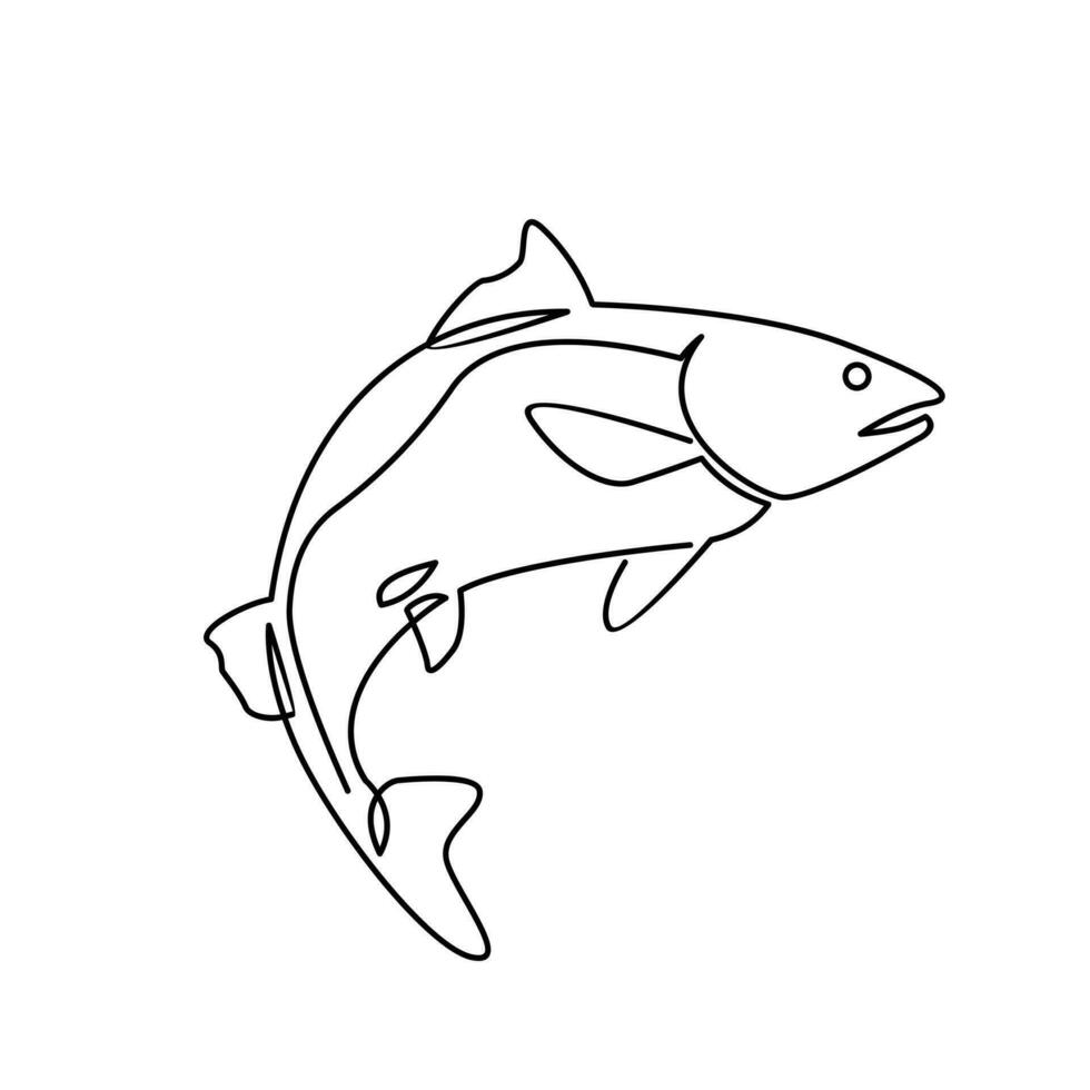 Salmon Fish single continuous illustration vector