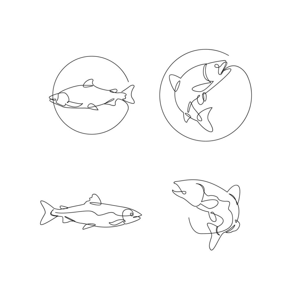 salmón pescado soltero línea ilustración vector