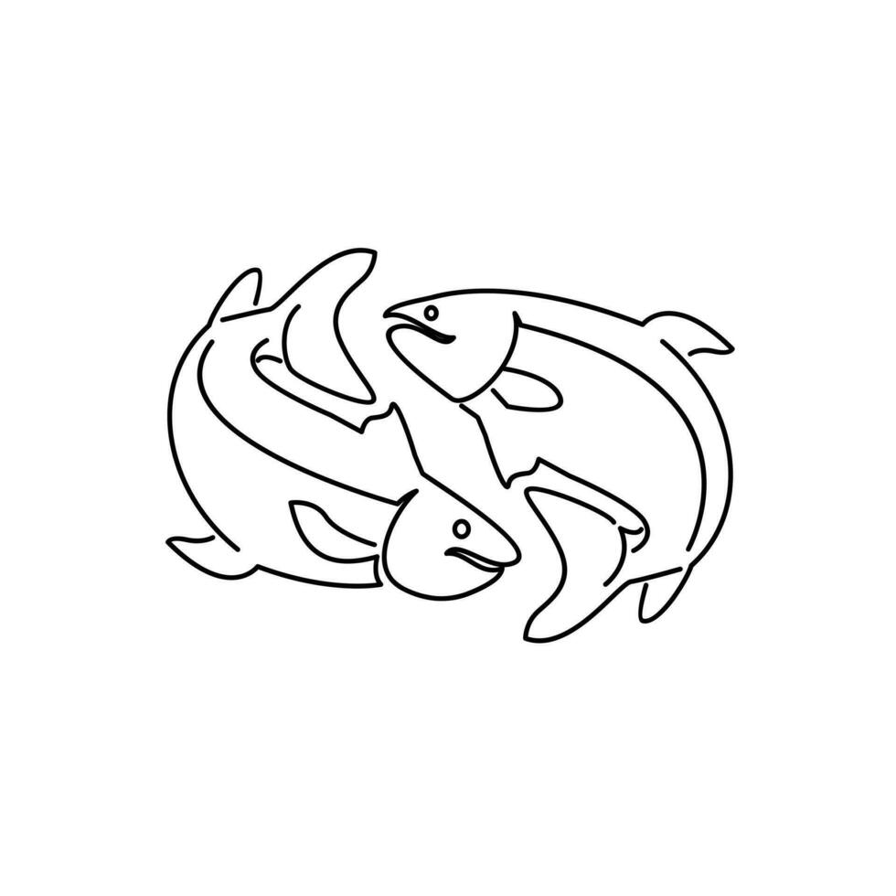 Salmon Fish outline illustration vector