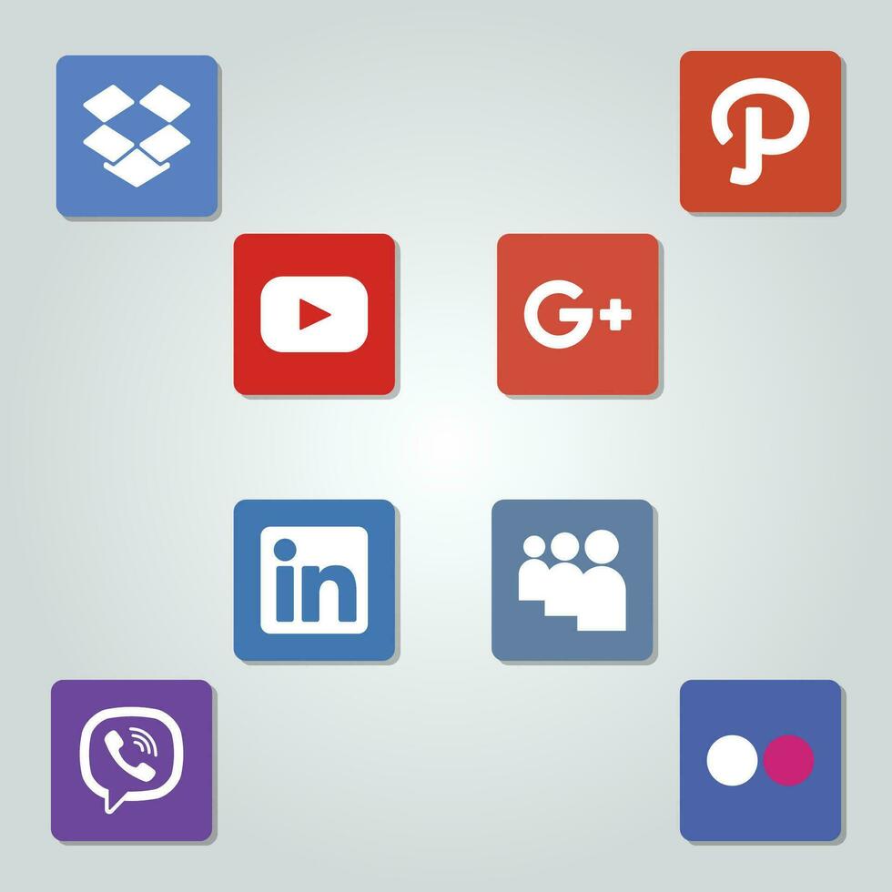 Social Media Icons Rounded Squares Free Download vector