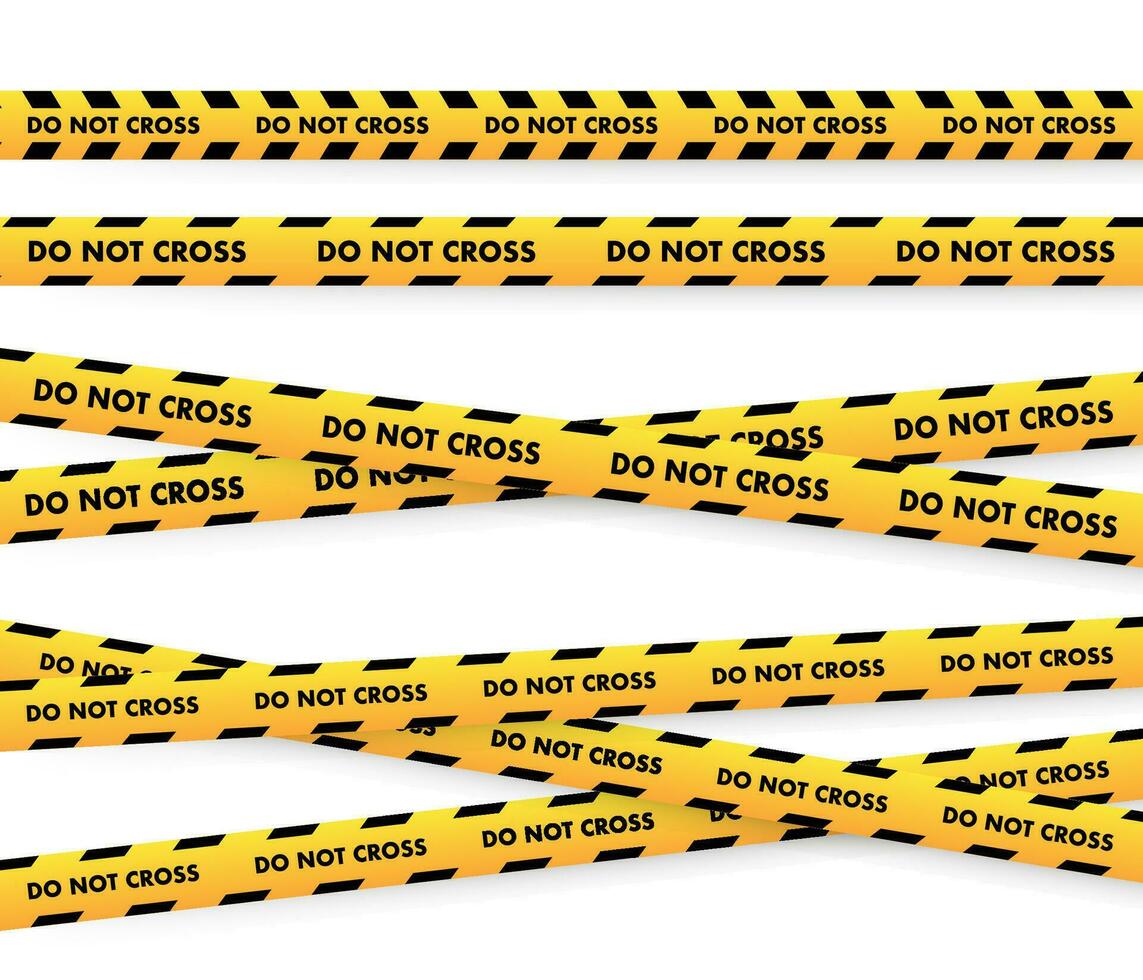 Caution tape vector illustration showing multiple DO NOT CROSS warning strips, ideal for safety, crime scene, and restricted area themes.