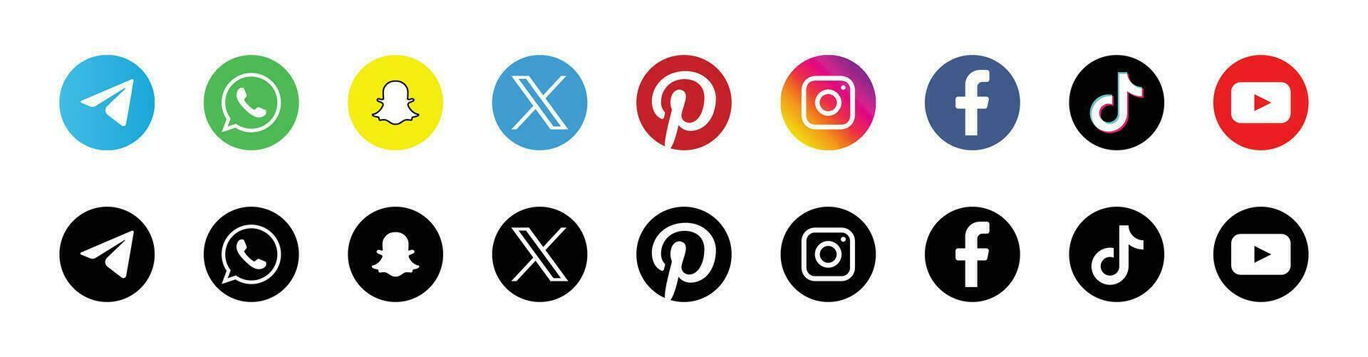 Major Social Media Brand Logos - Icons for Facebook, Instagram, Twitter, YouTube vector
