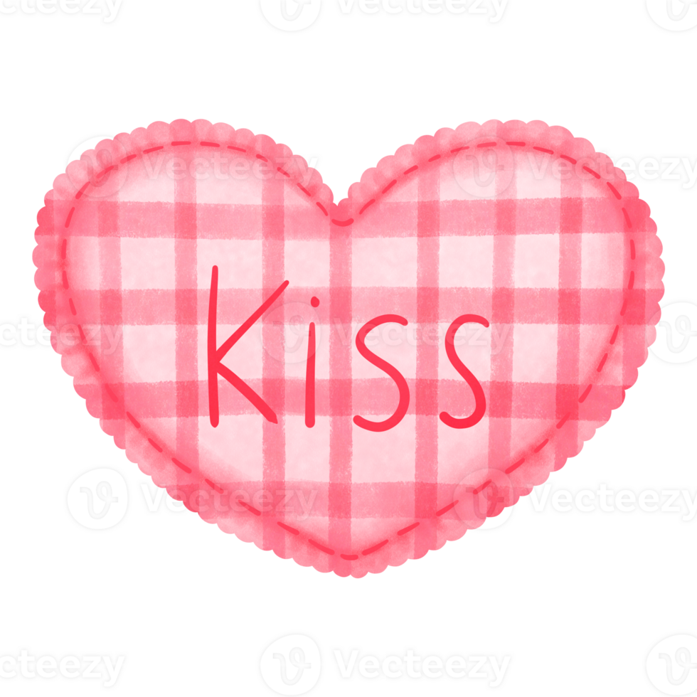 Watercolor pink heart with kiss clipart.Diy heart illustration for festive love decoration. png