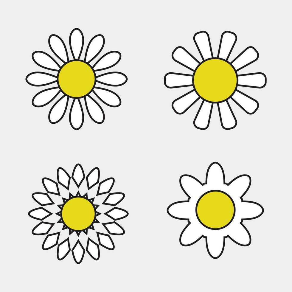 conjunto amarillo blanco flor vector diseño