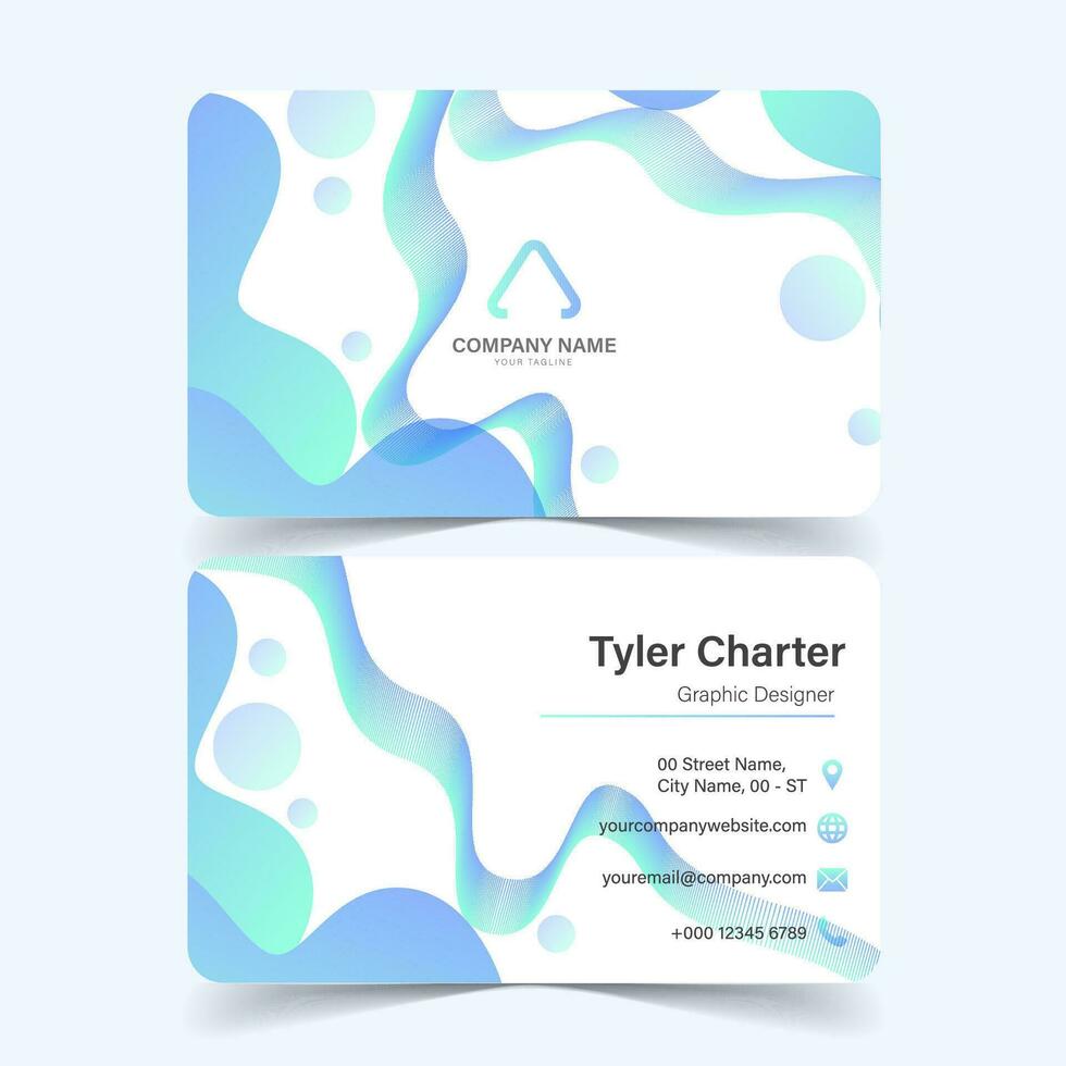 Business card template design fluid color style vector