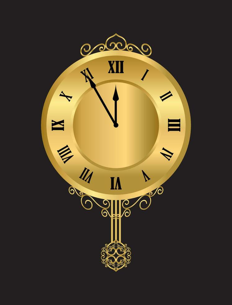 Gold Clock Vintage Elegant Luxury, Classic, Modern Gold Color vector