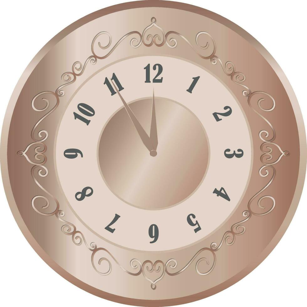 Clock Vintage Elegant Luxury, Classic, Modern Rose Gold Color vector