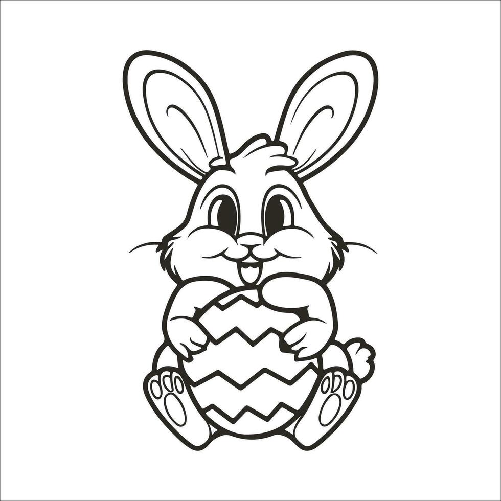 Pascua de Resurrección conejito con un Pascua de Resurrección huevo. negro y blanco vector ilustración para colorante libro línea Arte.