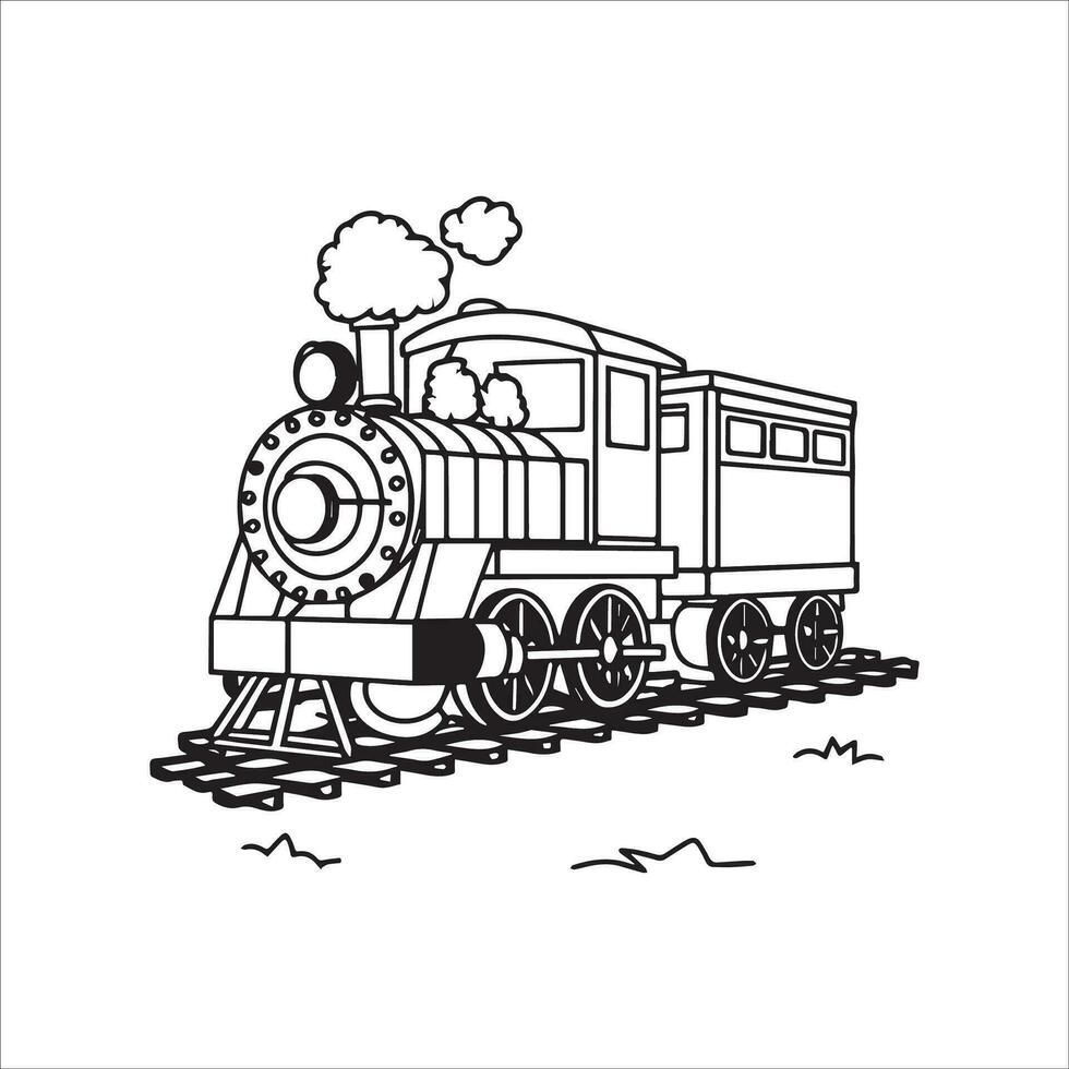 Vector coloring book electric train