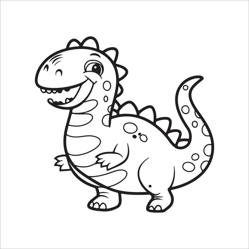 Vector cute coloring book with dinosaur