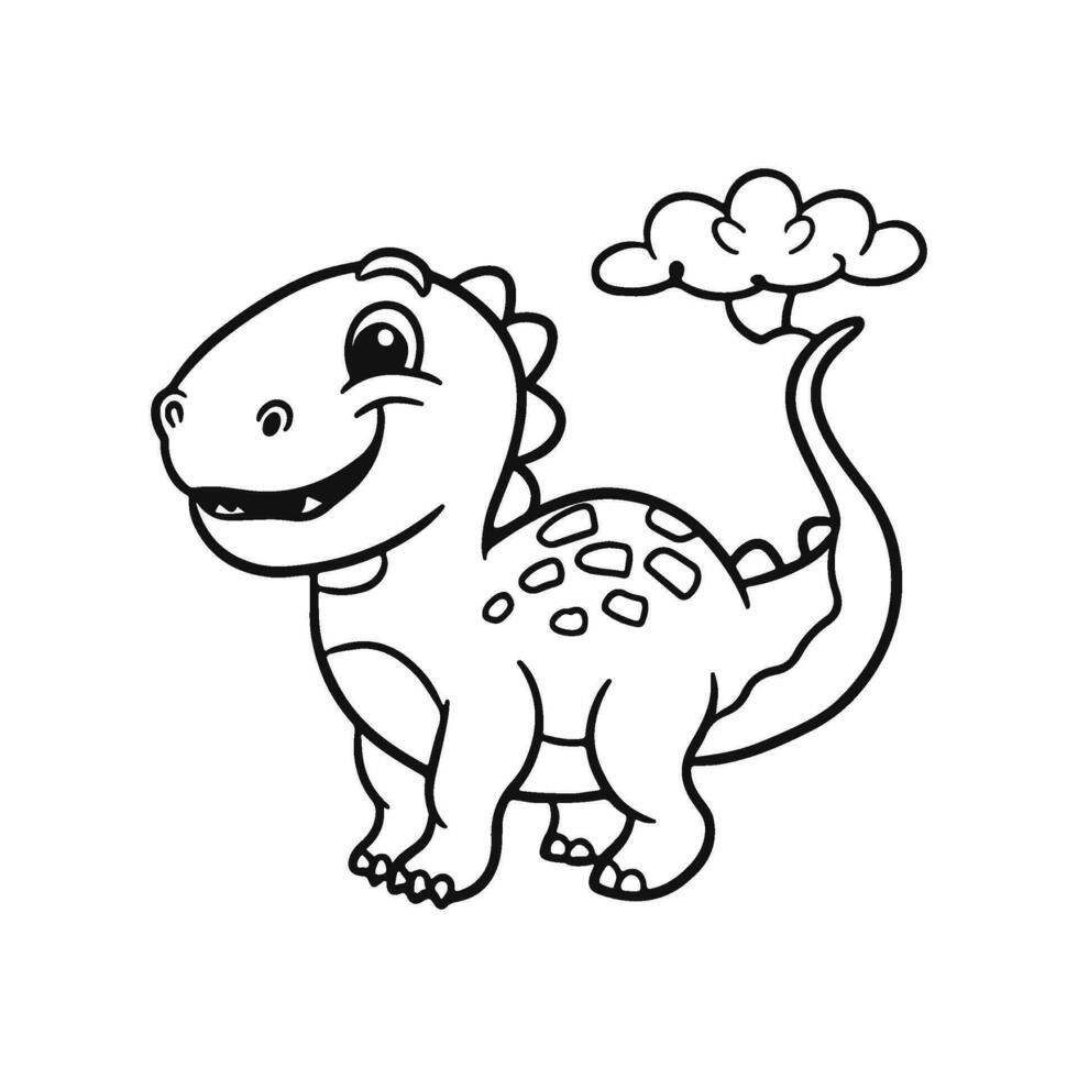 Vector cute coloring book with dinosaur